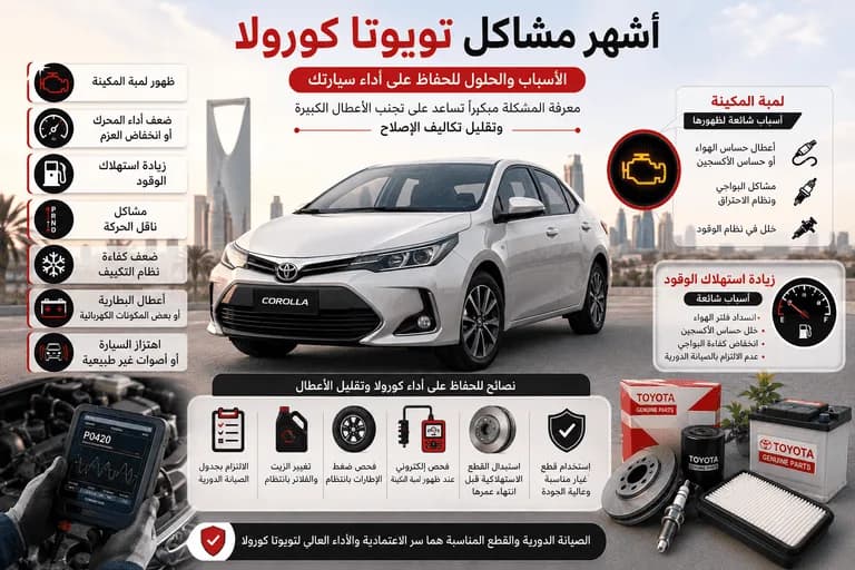 أشهر مشاكل تويوتا كورولا وكيفية التعامل معها
